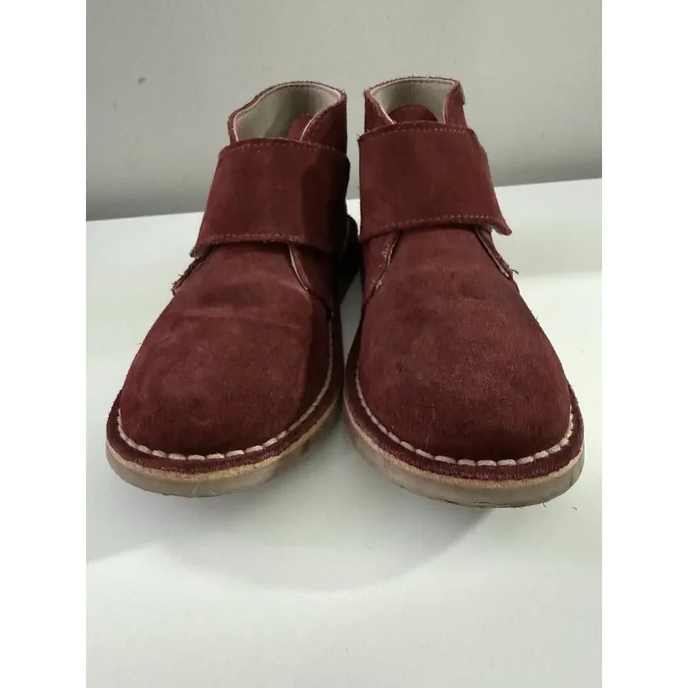 Cienta Kids Burgundy Suede Ankle Boots Size 1 US 32 EU Made in Spain